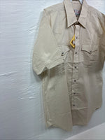 New Men’s H Bar C Tan Short Sleeve Pearl Snap Large J-80