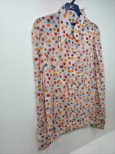 New Women’s Tem Tex Polkadot Long Sleeve Pearl Snap Size 38 II-84
