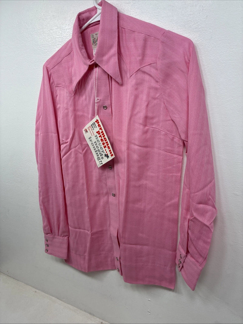 New Women’s Rockmount Pink Long Sleeve Pearl Snap Size 34 TT-34