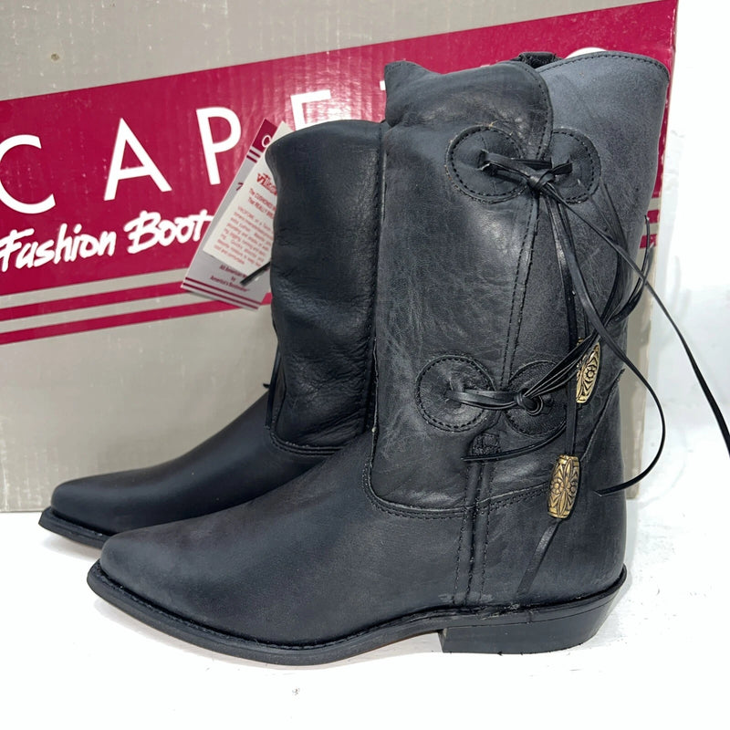 New Women’s Black Capezio Cowboy Boots With Fringe. L870 5.5 5 1/2 M. 20-78