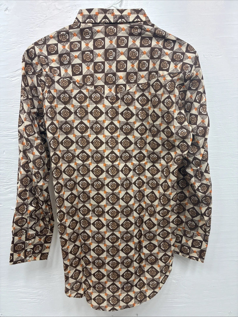 New Men’s Denver Westerns Brown Long Sleeve Pearl Snap 15 X 32 Medoum K-84