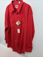 New Men’s ELY Cattleman Red Long Sleeve Pearl Snap 18.5 X 35 2XL AA-62 