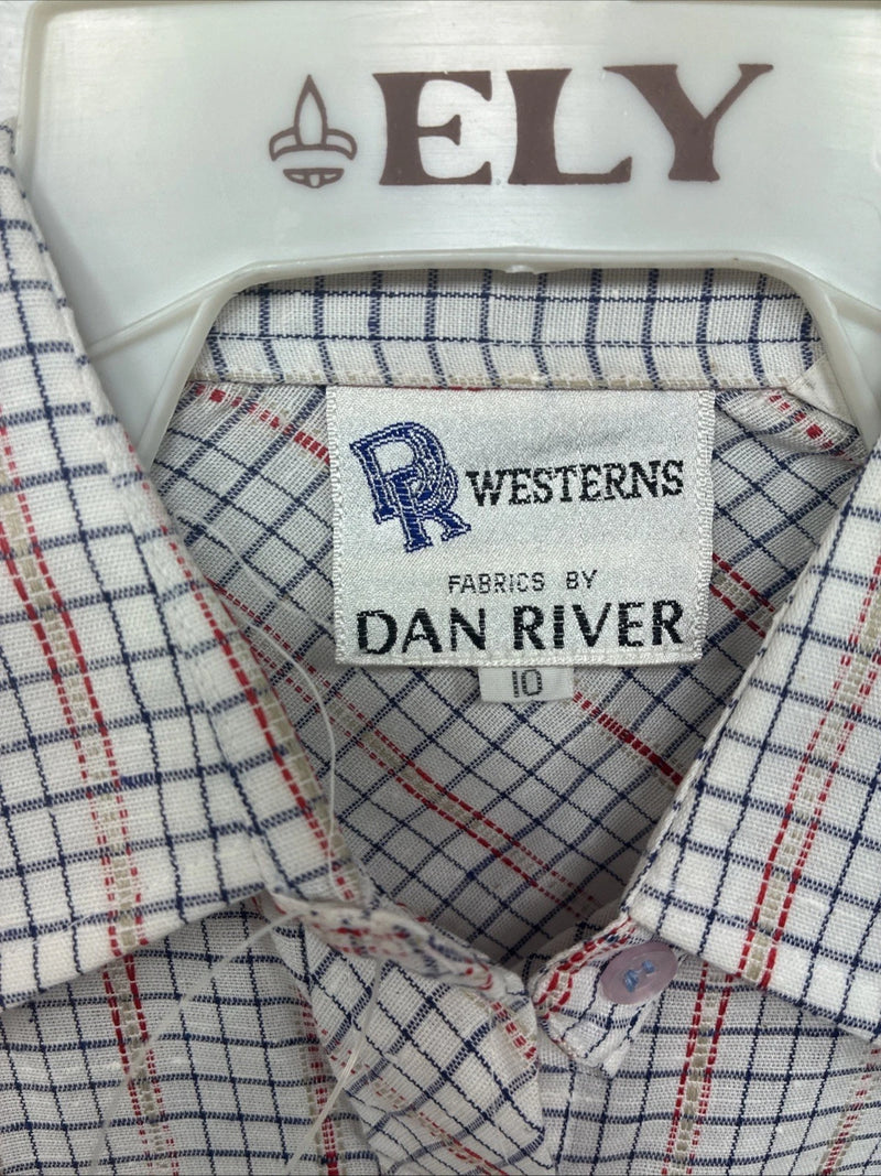 New Women’s Dan River Red Plaid Long Sleeve Pearl Snap Size 10 KK-45