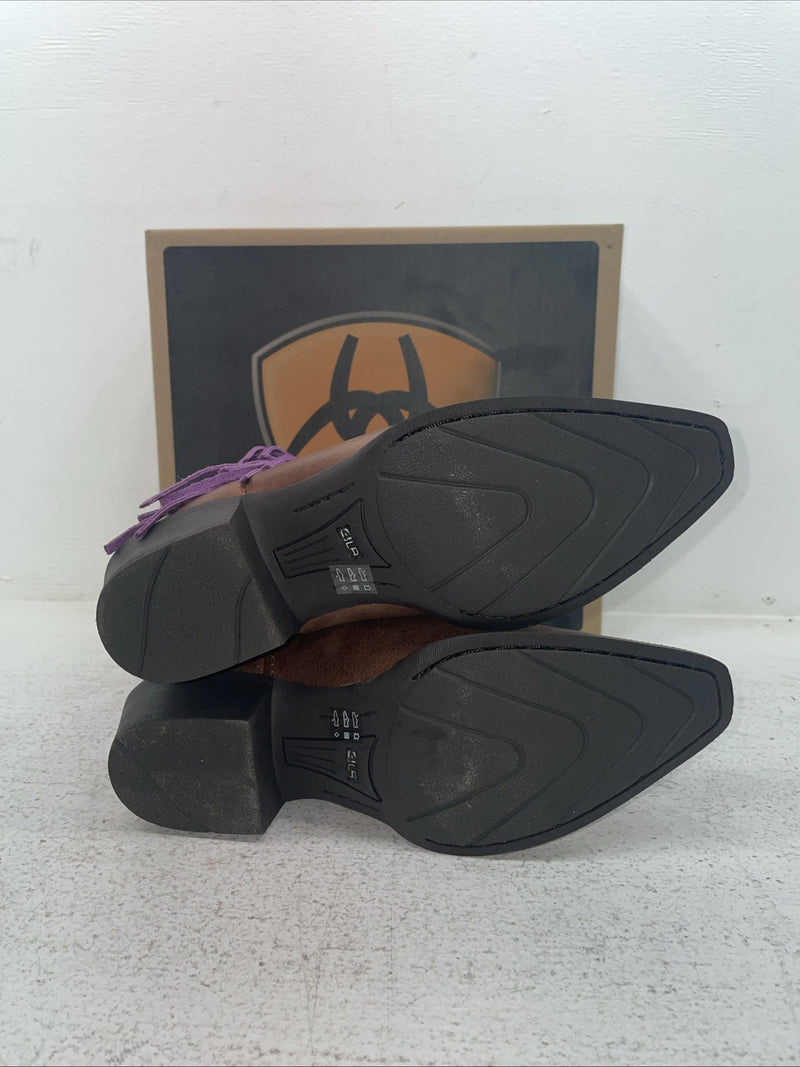 New Kids Purple With Fringe Ariat Cowboy Boots. 10012797 6 M. 2-134