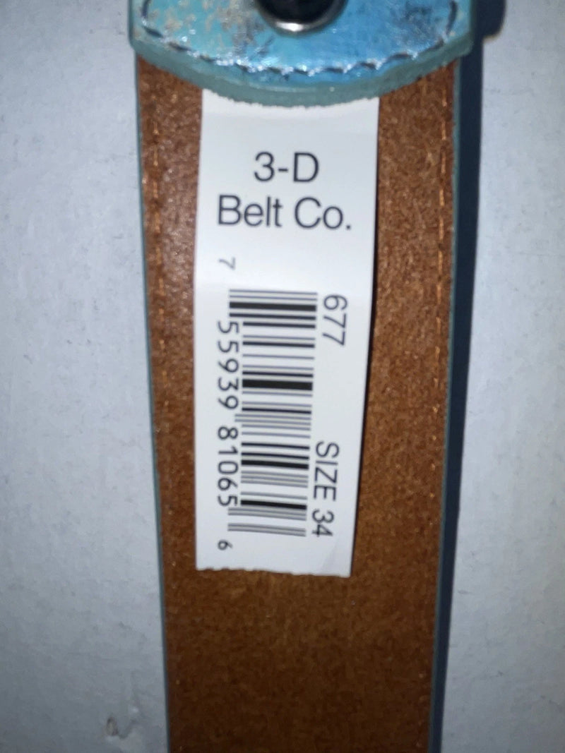 New Blue Genuine Leather 3D  Blue Bling 34” Belt #677 Z-83
