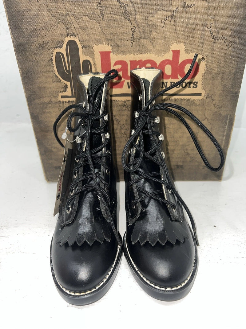 New Children’s Black Lace Up Laredo Cowboy Boots. 10 M. 24-34