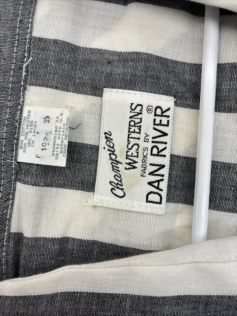 New Men’s Champion Western Grey White Strip Long Sleeve Pearl Snap 3XL E-53