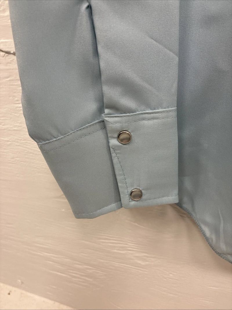 New Girls Dickson Jenkins Blue Long Sleeve Pearl Snap Size 32 CC-106