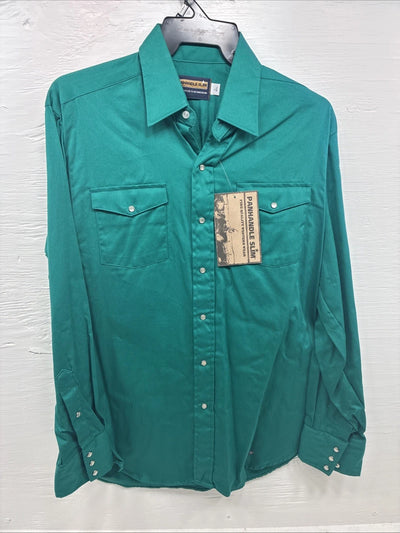 New Men’s Panhandle Slim Green Long Sleeve Pearl Snap 16.5 Large V-89