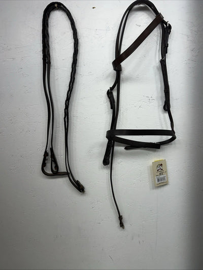 New Silver Fox Brown Full English Caveson Bridle #20-1419-0-0 BB-17