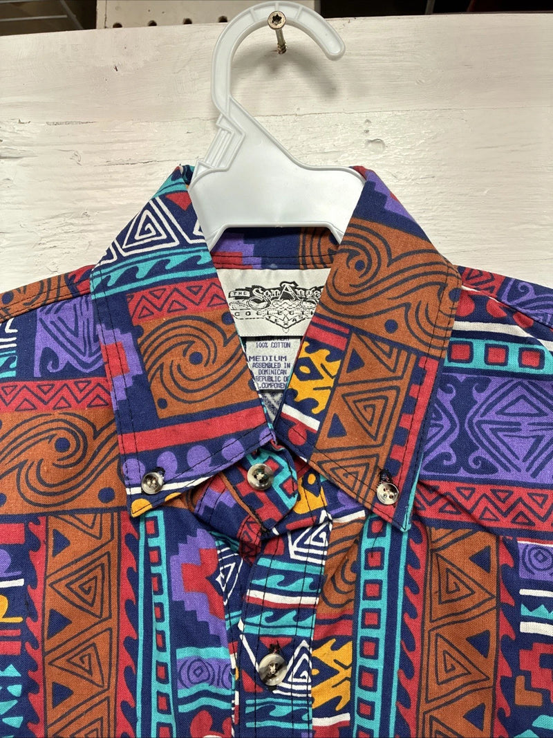 New Men’s San Angela Multiple Color Design Short Sleeve Button Up Medium J-75