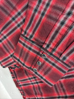 New Men’s ELY 1878 Red Plaid Long Sleeve Pearl Snap XL M-53