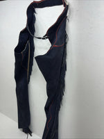 NOS Navy Red Show Chaps With Fringe Adjustable Waist 39” N-49