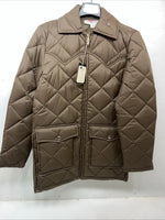 New Women’s Brown Double K Long Puffer Jacket 36 #57249 RR-33
