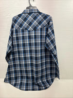 New Men’s ELY Cattleman Blue Long Sleeve Pearl Snap 3XL E-36