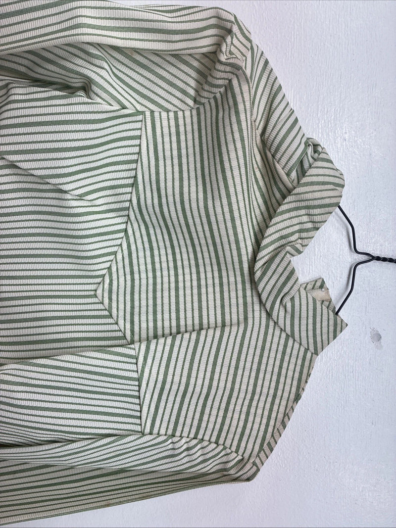 New Women’s Texas Togs Green Stripe Long Sleeve Zip Up Show Shirt Size 32 3B-4