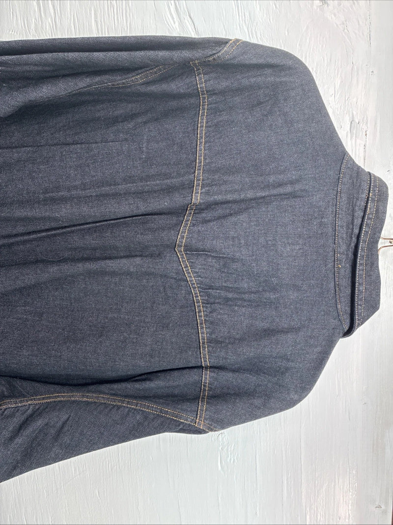 New Men’s ELY Cattleman Dark Wash Jean Long Sleeve Pearl Snap XL Q-44