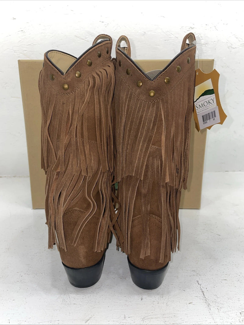 New Women’s Brown Fringe Smoky Mountain Cowboy Boots. 6566 M 7 M. 18-48