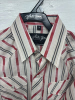 New Kids White Horse Red Stripe Long Sleeve Pearl Snap Small DD-53