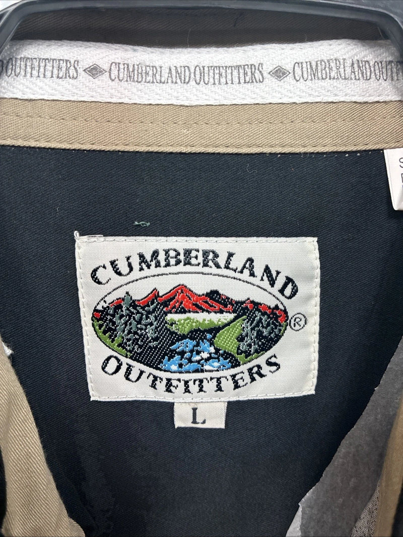 New Men’s Cumberland Blue Black Long Sleeve Pearl Snap Large X-2