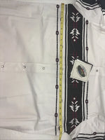 New Men’s Cumberland White Purple Western Long Sleeve Pearl Snap Large V-63