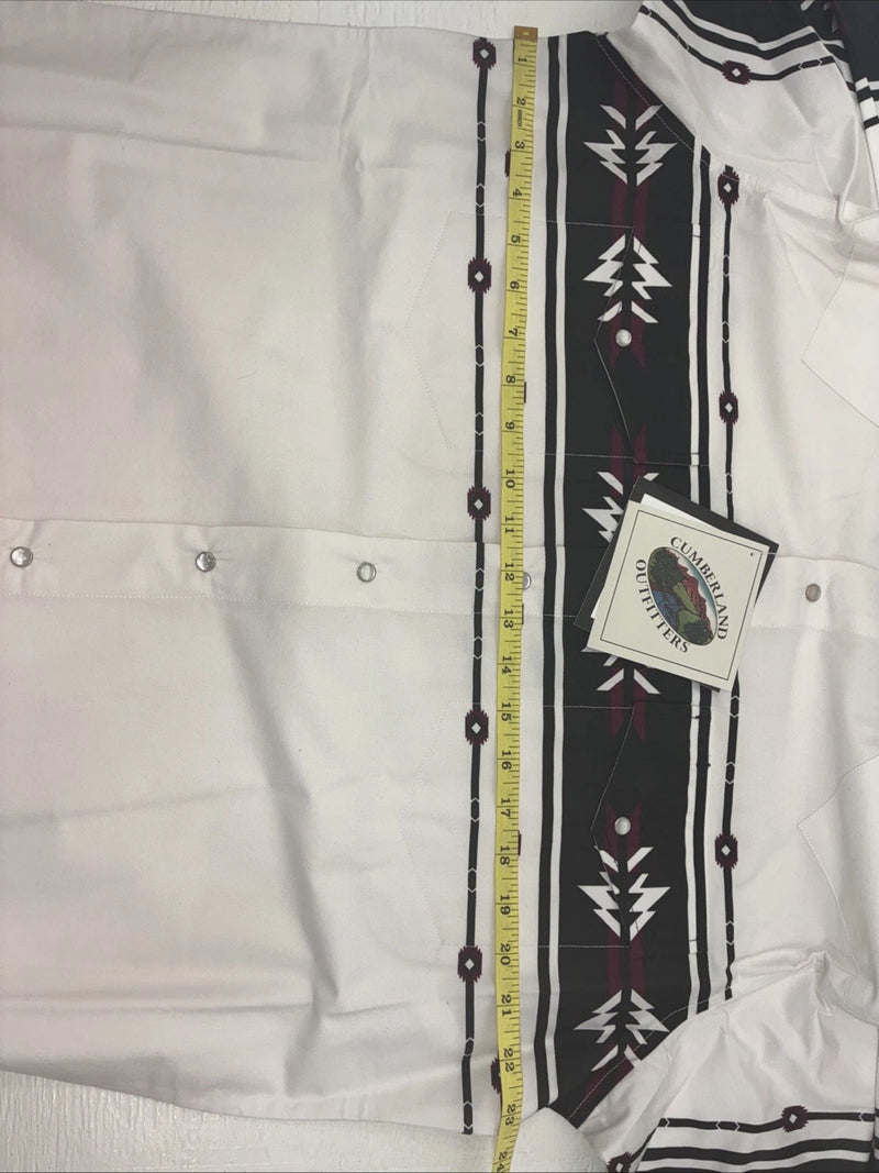 New Men’s Cumberland White Purple Western Long Sleeve Pearl Snap Large V-63