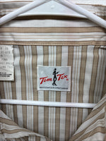 New Men’s Tem Tex Tan White Stripe Long Sleeve Pearl Snap Medium E-74