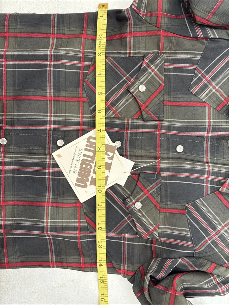 New Kids ELY Cattleman Green Plaid Long Sleeve Pearl Snap Small DD-127