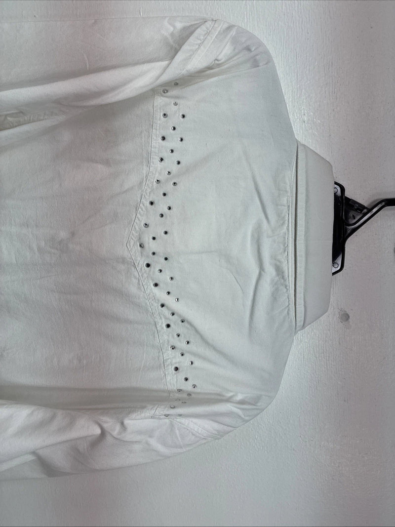 New Women’s Cumberland White Gem Long Sleeve Pearl Snap Size 1X KK-83