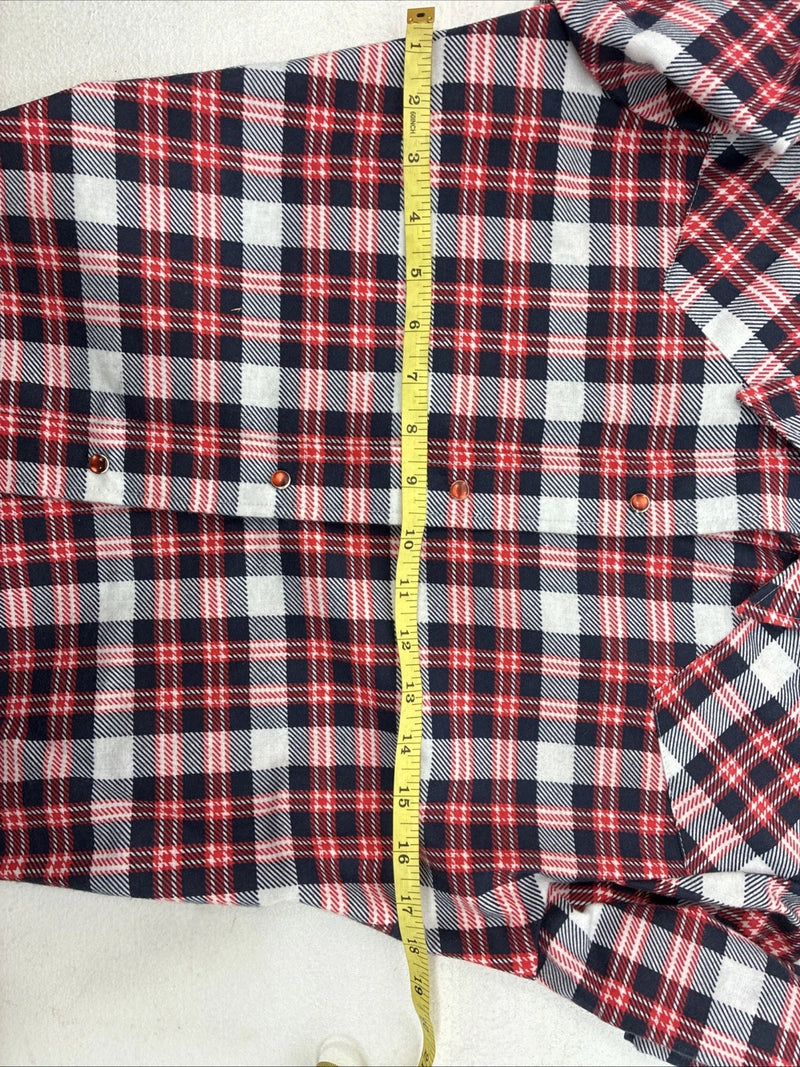 New Women’s Panhandle Slim Red Plaid Long Sleeve Pearl Snap Sis E32 MM-52