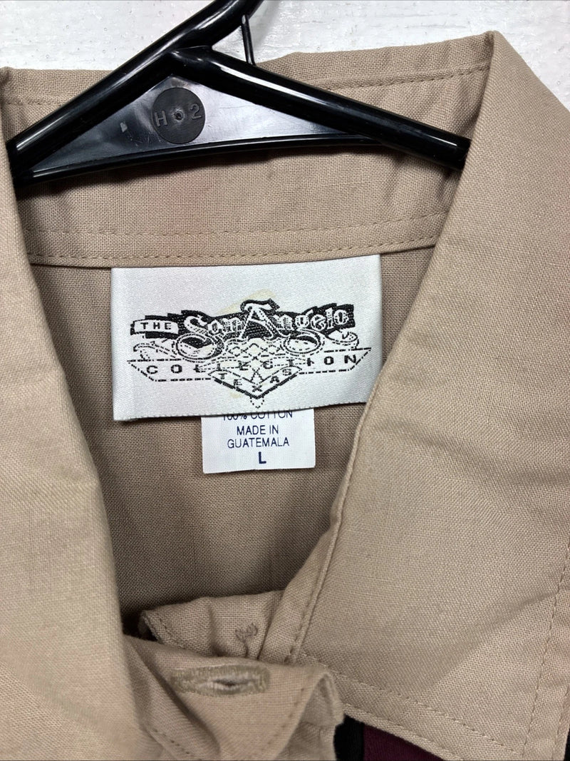 New Women’s San Angelo Brown Designed Long Sleeve Button Up Large TT-79