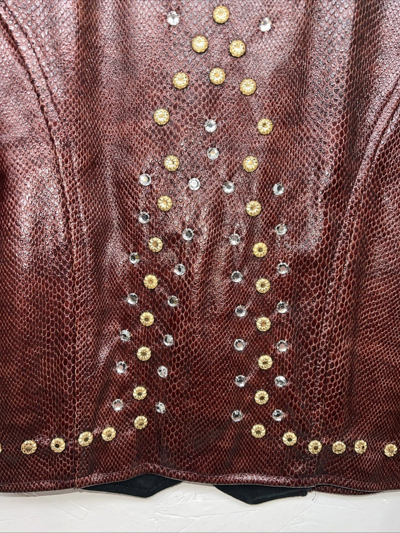 New Women’s 1849 Authentic Ranchwear Brown Snakeskin Show Vest Medium H-604