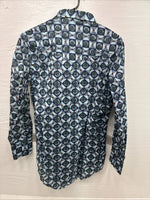 New Mens Denver Blue Design Long Sleeve Pearl Snap 14.5 Small AA-80 