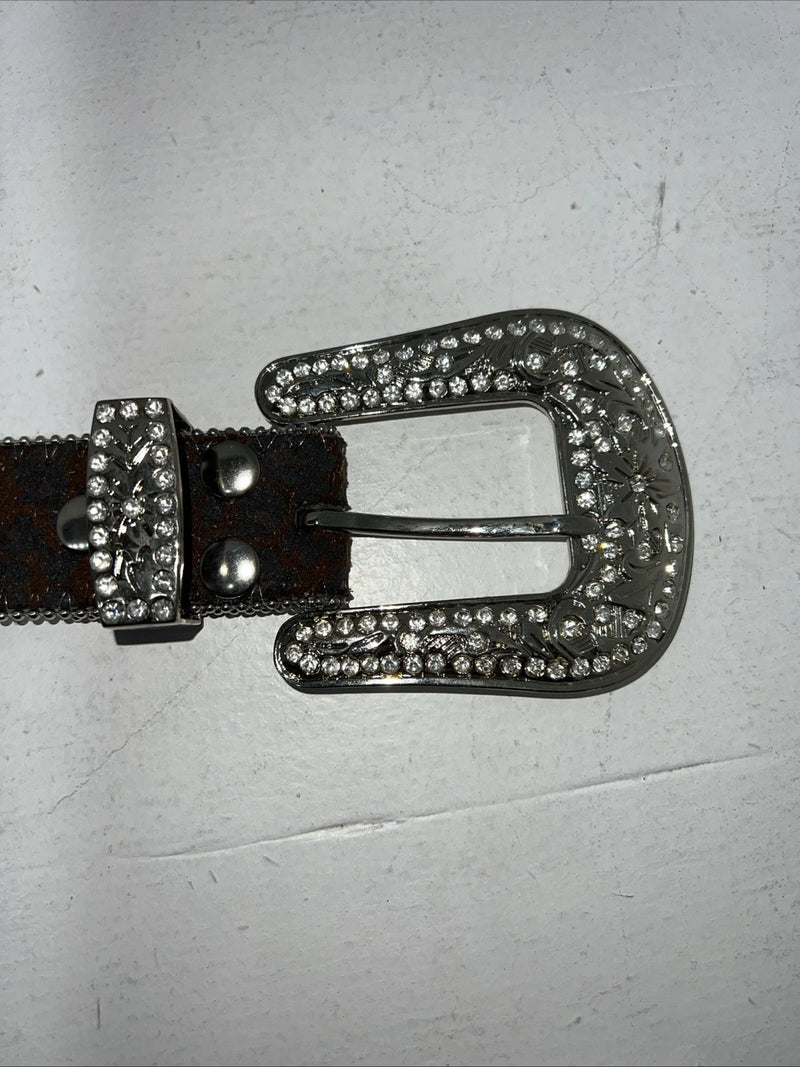 New Brown Blazin Roxx Genuine Leather Bling Belt Large #N3510002 W-14