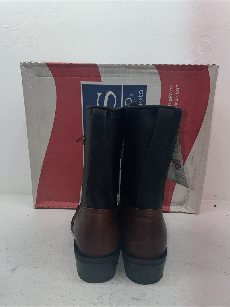New Men’s Brown Lace Up Texas Brand Cowboy Boots. 4691 9.5 9 1/2 M. 6-108