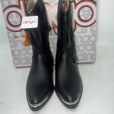 New Children’s Black Dingo Cowboy Boots With Fringe. 10.5 10 1/2 D. 24-54