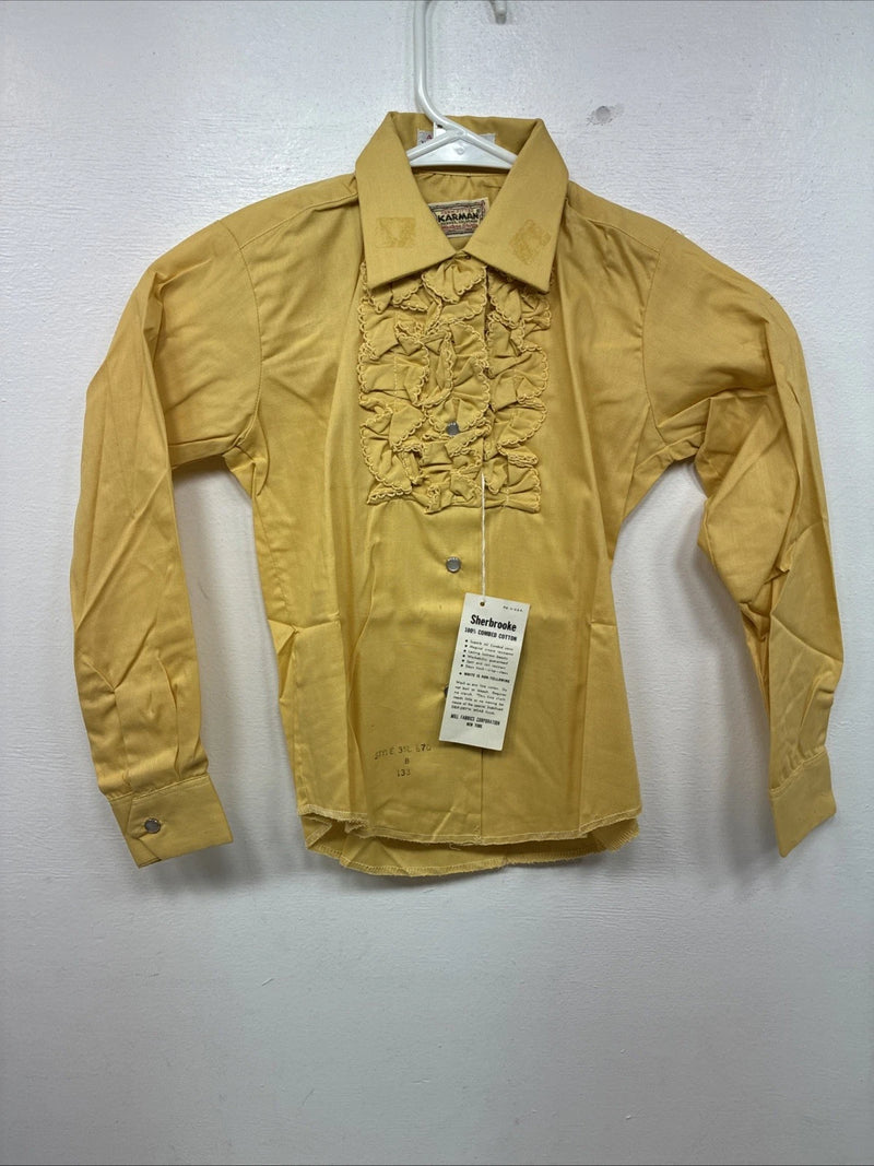 New Kids Karman Yellow Design Long Sleeve Pearl Snap Size 8 TT-136
