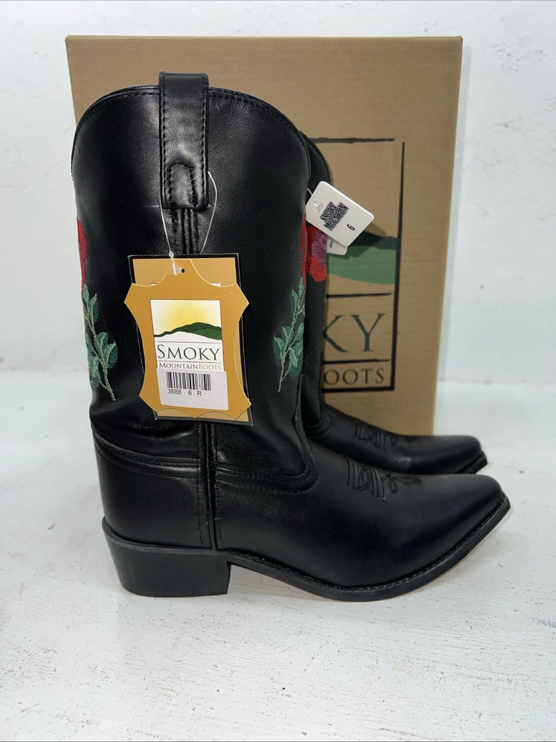 New Women’s Black Smoky Mountain Cowboy Boots. 3688 Y 6 D. 20-110