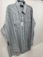 New Men’s White Horse Multiple Color Stripe Long Sleeve Pearl Snap 2XL H-48