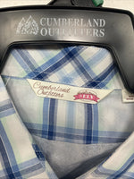 New Women’s Cumberland Blue Plaid Long Sleeve Pearl Snap XL GG-65