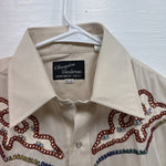 New Men’s Champion Western Cream Long sleeve pearl snap 15 X 34 medium B-74
