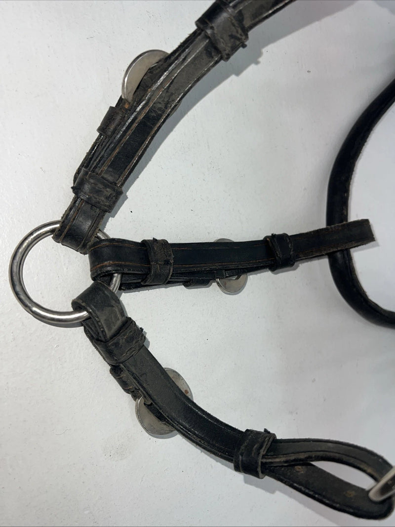 New Black Leather Full Horse Show Halter Gold accents 3C-15