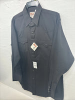 New Men’s  ELY Cattleman Black Long Sleeve Pearl Snap 16.5 X 34 Large V1-100