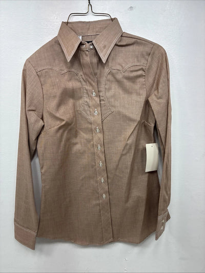 New Women’s Panhandle Slim Brown Long Sleeve Button Up Size 30 KK-68