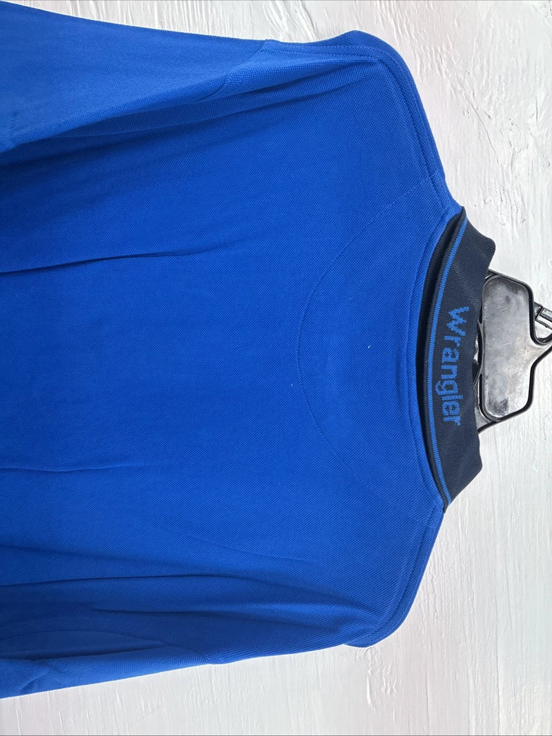 New Men’s Wrangler Blue Black Short Sleeve Polo Shirt XL R-37