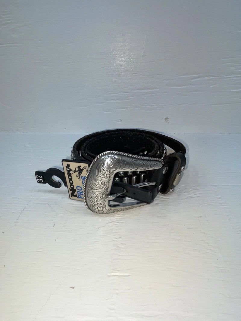 New Black Genuine Leather Nocona Silver Stud 32” Belt #N1311999 Z-133