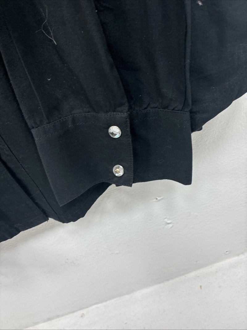 New Women’s Cumberland Black Gem Long Sleeve Pearl Snap 1XL GG-45