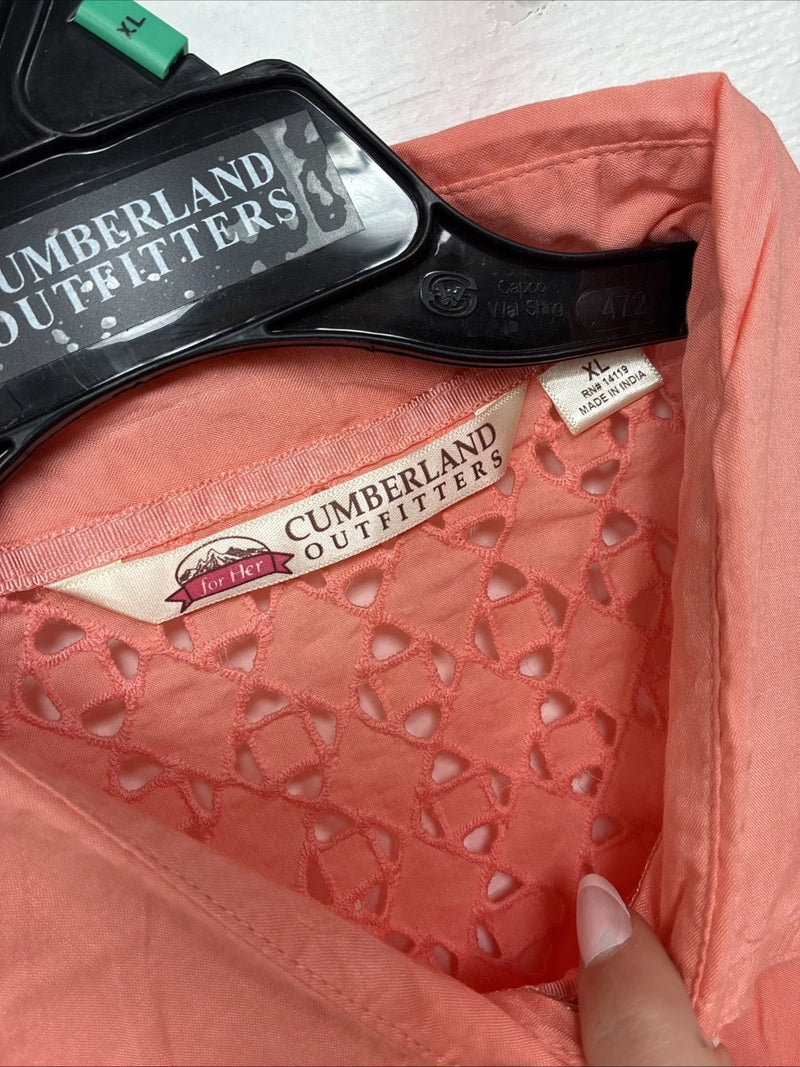 New Women’s Cumberland Pink Designed Long Sleeve Pearl Snap XL II-7