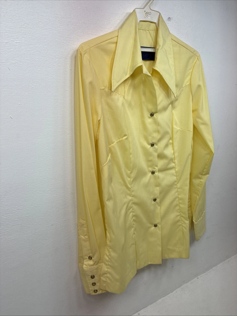 New Women’s Panhandle Slim Yellow Long Sleeve Pearl Snap 14 Medium II-82
