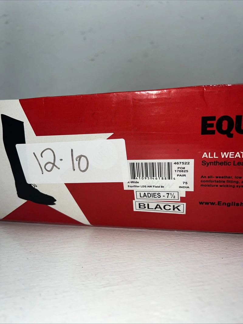New Women’s Black EQUISTAR English Riding Boots. 467522 7.5 7 1/2. 12-10